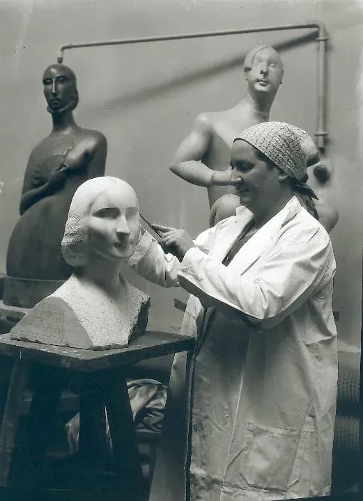 Chana Orloff sculpting “Bust of a Woman”, 1930